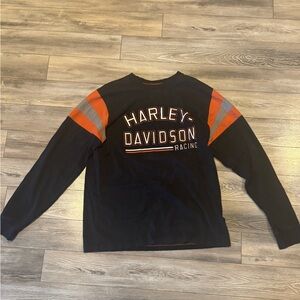 Harley-Davidson Black Long Sleeve with Orange and Gray Stripes